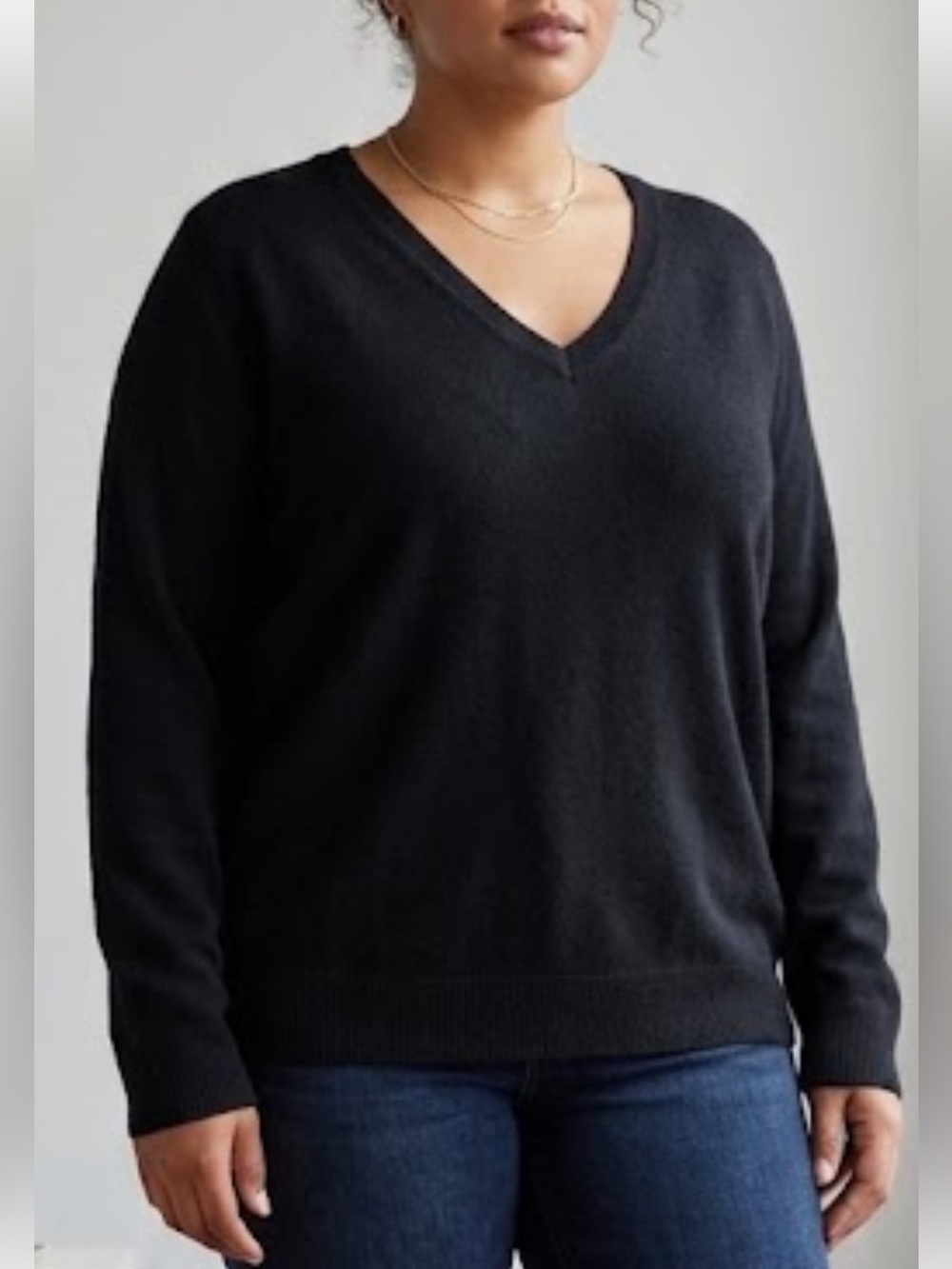 11 Honoré Black Wool & Cashmere Blend V-Neck Sweater Size 2